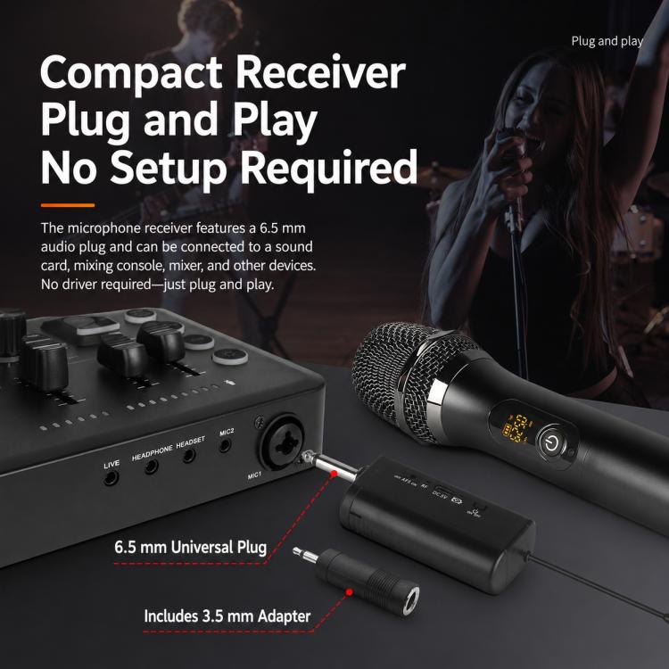 Microfono dinamico wireless UHF E11 da 1 a 2