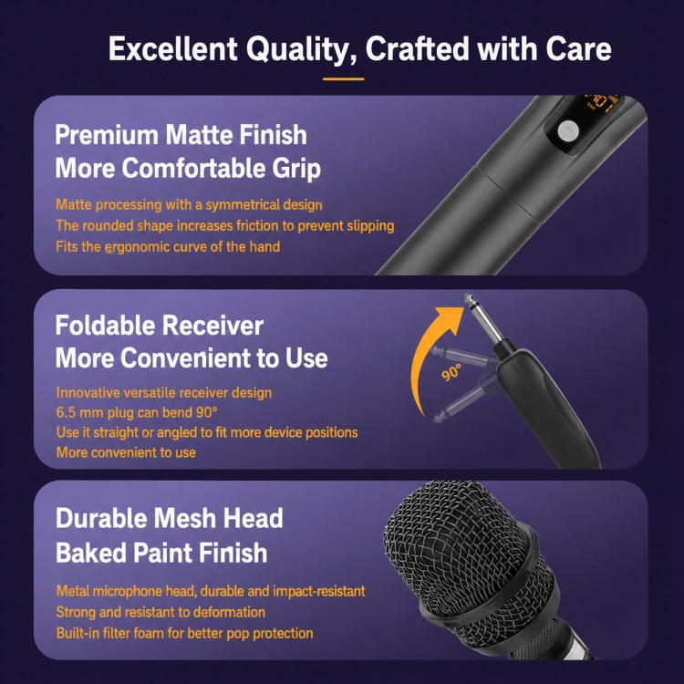 Microfono palmare wireless G109 2 in 1 anti-feedback 2.4G
