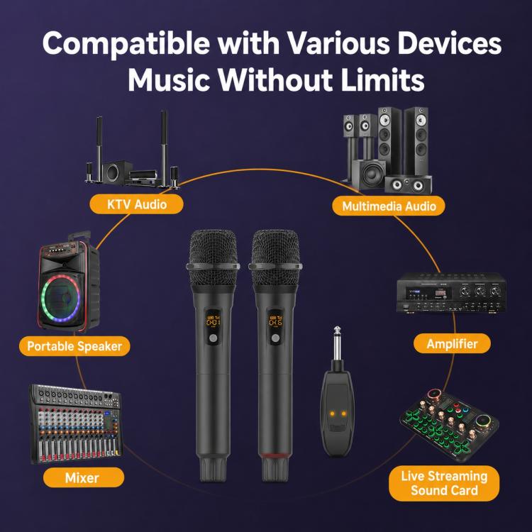 Microfono palmare wireless G109 2.4G anti-feedback da 1 a 2