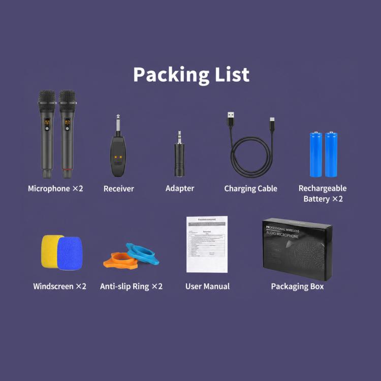 Microfono palmare wireless G109 2.4G anti-feedback da 1 a 2