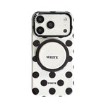Custodia magnetica per telefono in PC con semplice motivo a pois grandi e supporto integrato., For iPhone 16 Pro, For iPhone 16, For iPhone 15 Pro Max, For iPhone 15 Pro