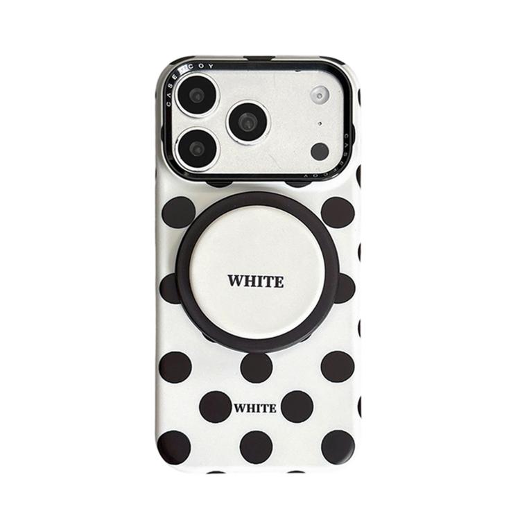 Custodia magnetica per telefono in PC con semplice motivo a pois grandi e supporto integrato., For iPhone 16 Pro, For iPhone 16, For iPhone 15 Pro Max, For iPhone 15 Pro