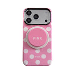 Custodia magnetica per telefono in PC con semplice motivo a pois grandi e supporto integrato., For iPhone 16 Pro, For iPhone 16, For iPhone 15 Pro Max, For iPhone 15 Pro