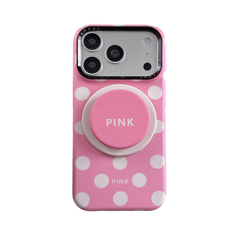 Custodia magnetica per telefono in PC con semplice motivo a pois grandi e supporto integrato., For iPhone 16 Pro, For iPhone 16, For iPhone 15 Pro Max, For iPhone 15 Pro