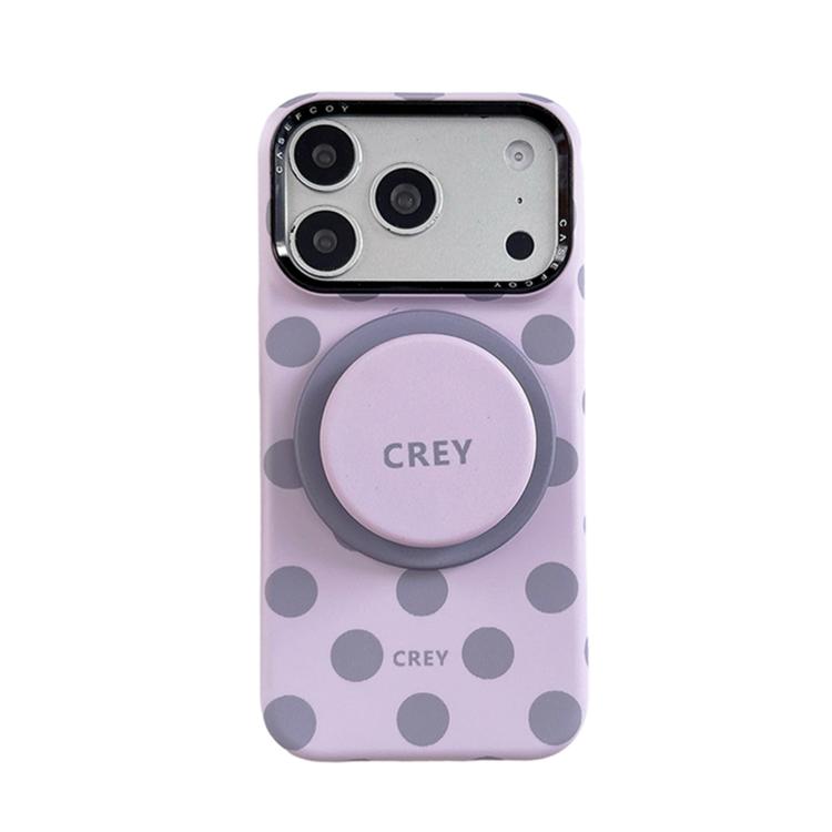 Custodia magnetica per telefono in PC con semplice motivo a pois grandi e supporto integrato., For iPhone 16 Pro, For iPhone 16, For iPhone 15 Pro Max, For iPhone 15 Pro