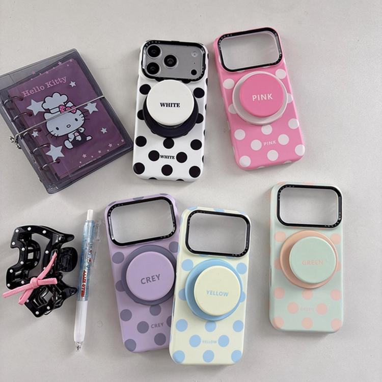 Custodia magnetica per telefono in PC con semplice motivo a pois grandi e supporto integrato., For iPhone 13