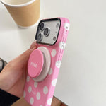 Custodia magnetica per telefono in PC con semplice motivo a pois grandi e supporto integrato., For iPhone 13