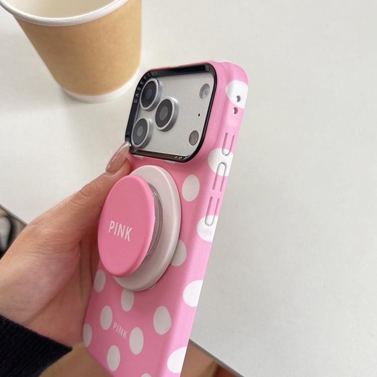 Custodia magnetica per telefono in PC con semplice motivo a pois grandi e supporto integrato., For iPhone 16 Pro, For iPhone 16, For iPhone 15 Pro Max, For iPhone 15 Pro