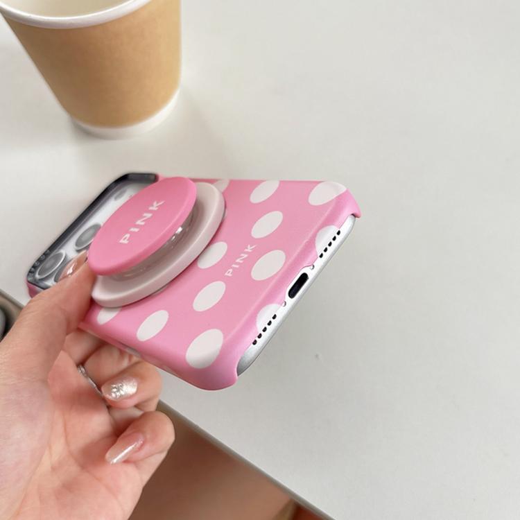 Custodia magnetica per telefono in PC con semplice motivo a pois grandi e supporto integrato., For iPhone 16 Pro, For iPhone 16, For iPhone 15 Pro Max, For iPhone 15 Pro