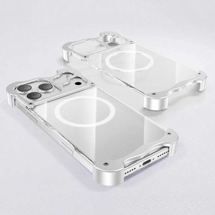Custodia per telefono magnetica trasparente antiurto in metallo senza cornice con paraurti rinforzato., For iPhone 17 Pro Max, For iPhone 17 Pro