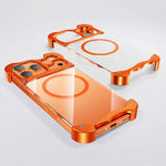 Custodia per telefono magnetica trasparente antiurto in metallo senza cornice con paraurti rinforzato., For iPhone 17 Pro Max, For iPhone 17 Pro