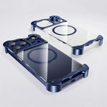 Custodia per telefono magnetica trasparente antiurto in metallo senza cornice con paraurti rinforzato., For iPhone 17 Pro Max, For iPhone 17 Pro
