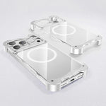 Custodia per telefono magnetica trasparente antiurto in metallo senza cornice con paraurti rinforzato., For iPhone 17 Pro Max, For iPhone 17 Pro