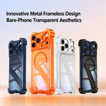Custodia per telefono magnetica trasparente antiurto in metallo senza cornice con paraurti rinforzato., For iPhone 17 Pro Max, For iPhone 17 Pro