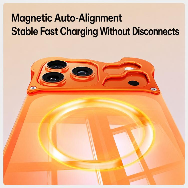 Custodia per telefono magnetica trasparente antiurto in metallo senza cornice con paraurti rinforzato., For iPhone 17 Pro Max, For iPhone 17 Pro