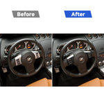 Adesivo decorativo per cornice pulsante volante in fibra di carbonio per auto per Nissan 350z 2006-2009, Steering Wheel Button Frame