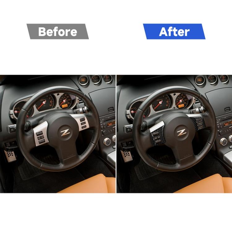 Adesivo decorativo per cornice pulsante volante in fibra di carbonio per auto per Nissan 350z 2006-2009, Steering Wheel Button Frame