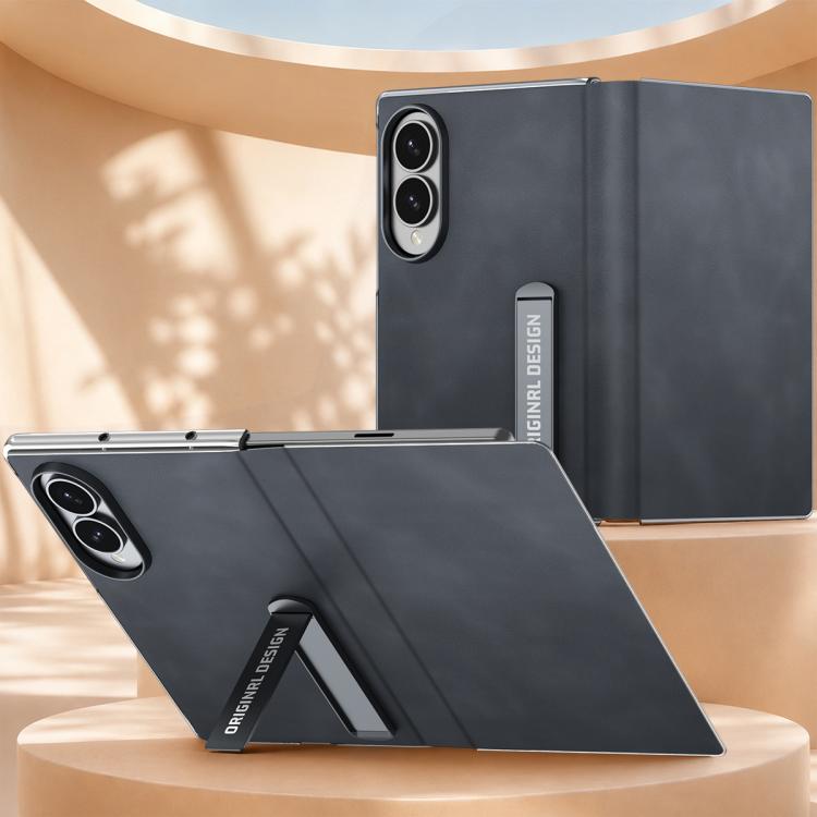 Custodia protettiva per telefono con supporto integrato, texture in pelle scamosciata di pecora., For Galaxy Z Fold8 5G