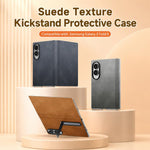 Custodia protettiva per telefono con supporto integrato, texture in pelle scamosciata di pecora., For Galaxy Z Fold8 5G