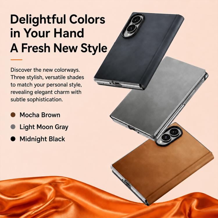 Custodia protettiva per telefono con supporto integrato, texture in pelle scamosciata di pecora., For Galaxy Z Fold8 5G