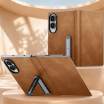 Custodia protettiva per telefono con supporto integrato, texture in pelle scamosciata di pecora., For Galaxy Z Fold8 5G