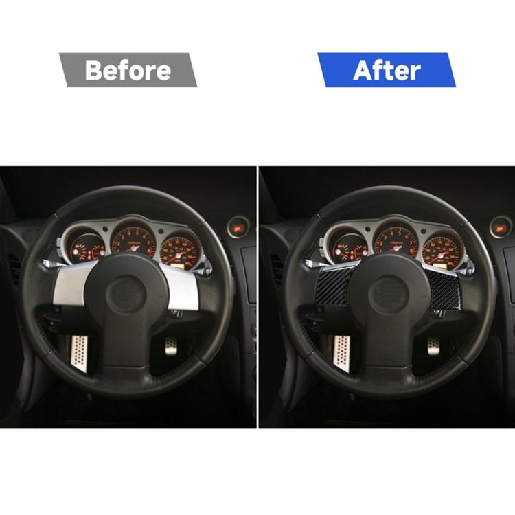 Adesivo decorativo per volante in fibra di carbonio per auto per Nissan 350z 2006-2009, Steering Wheel