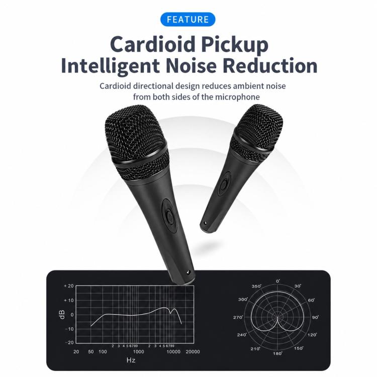 Microfono metallico anti-feedback cablato separato YS-228, 6.35mm