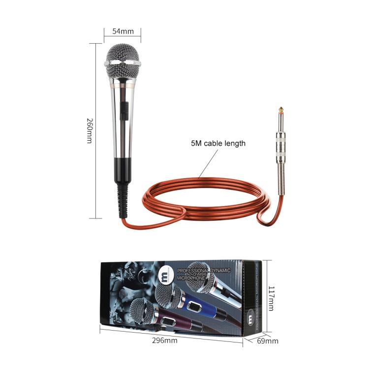 Microfono dinamico cablato integrato YS-308 per audio karaoke, 6.35mm