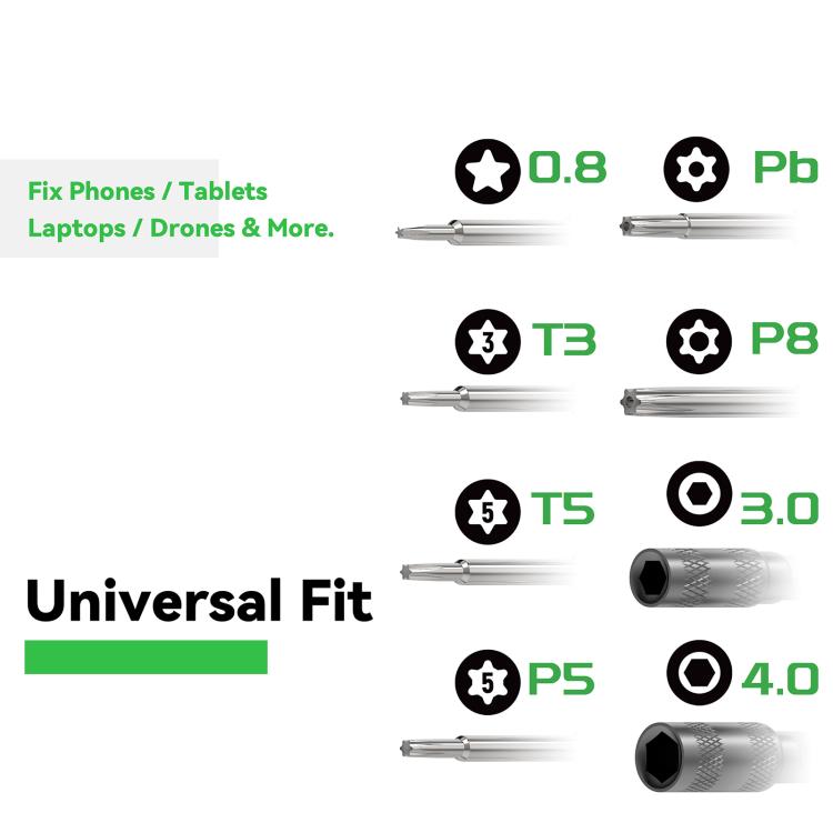 Set di cacciaviti 8 in 1 2UUL SD95 per riparazione di droni e PC.