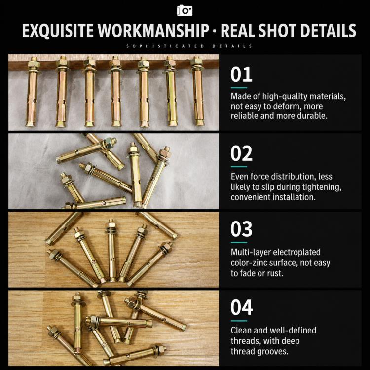 Viti metalliche multiuso per elementi di fissaggio, 100pcs M6x60mm Zinc-Plated Expansion Bolt, 100 Sets Self-Tapping Screws 4x16mm, 100 Sets Black Self-Tapping Screws 4x16mm, 20 Sets Screws+Expansion Tube, 50 Sets Handle Screws 4x22mm
