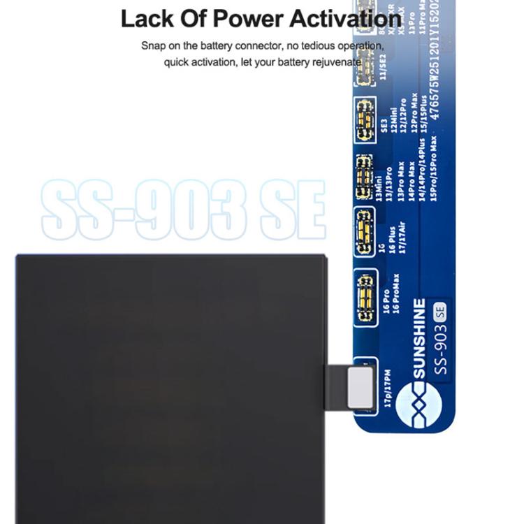 Scheda di attivazione per la ricarica della batteria SUNSHINE SS-903 SE per iPhone 8-16 Pro Max / SE2 / SE3