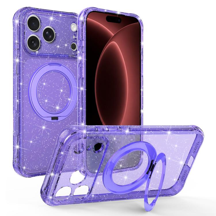 Custodia per telefono con supporto magnetico a rotazione a 360° e glitter., For iPhone 18 Pro, For iPhone 18 Pro Max, For iPhone 17 Pro Max