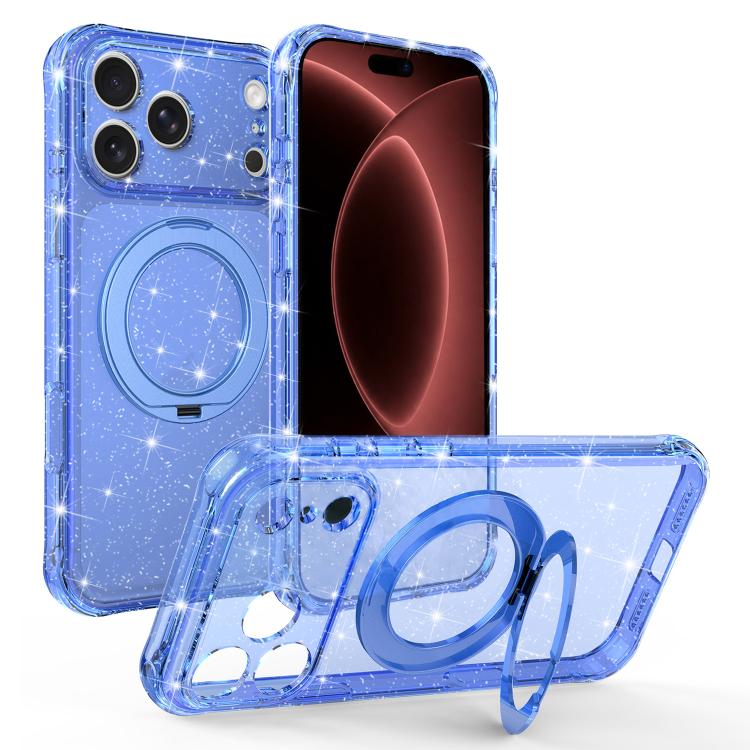 Custodia per telefono con supporto magnetico a rotazione a 360° e glitter., For iPhone 18 Pro, For iPhone 18 Pro Max, For iPhone 17 Pro Max