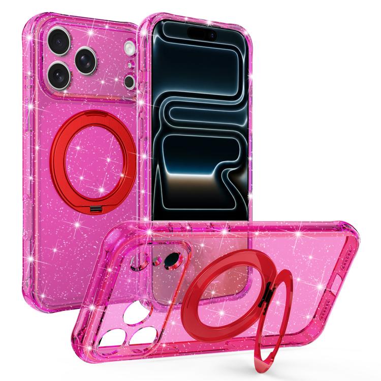 Custodia per telefono con supporto magnetico a rotazione a 360° e glitter., For iPhone 18 Pro, For iPhone 18 Pro Max, For iPhone 17 Pro Max