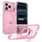 Custodia per telefono con supporto magnetico a rotazione a 360° e glitter., For iPhone 18 Pro, For iPhone 18 Pro Max, For iPhone 17 Pro Max