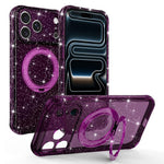 Custodia per telefono con supporto magnetico a rotazione a 360° e glitter., For iPhone 18 Pro, For iPhone 18 Pro Max, For iPhone 17 Pro Max