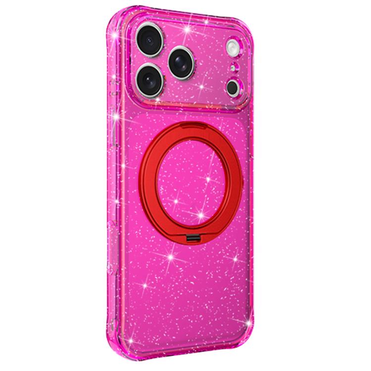 Custodia per telefono con supporto magnetico a rotazione a 360° e glitter., For iPhone 16 Pro, For iPhone 16, For iPhone 15 Pro Max
