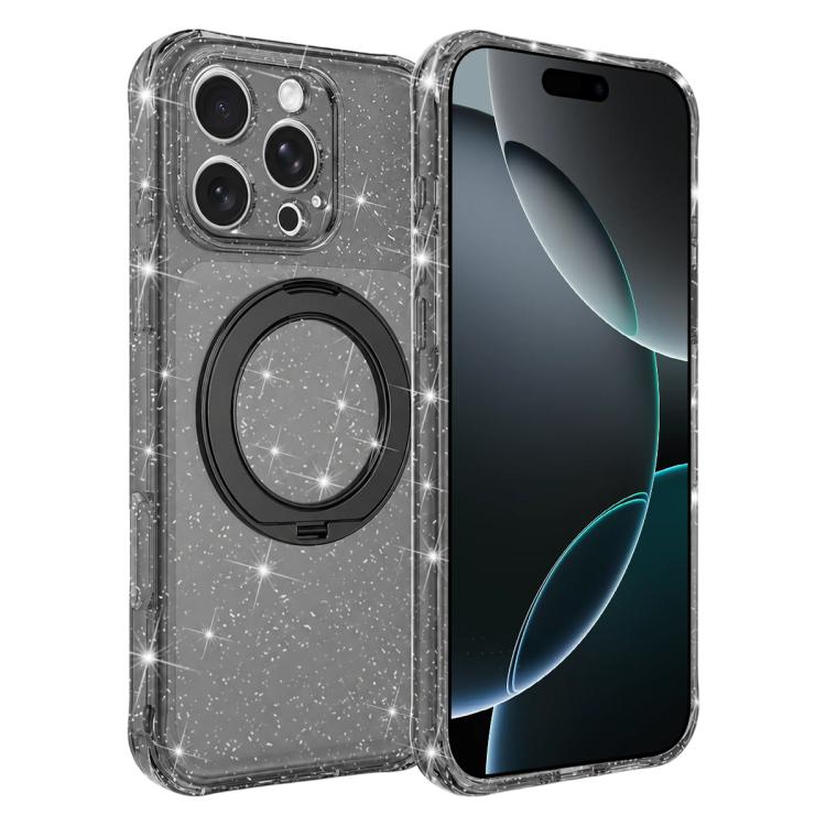 Custodia per telefono con supporto magnetico a rotazione a 360° e glitter., For iPhone 16 Pro, For iPhone 16, For iPhone 15 Pro Max