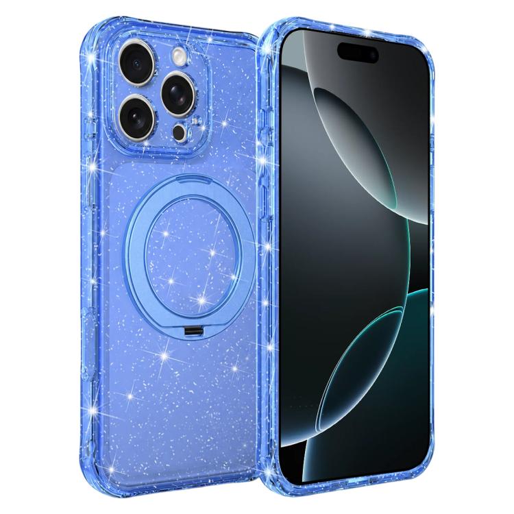 Custodia per telefono con supporto magnetico a rotazione a 360° e glitter., For iPhone 16 Pro, For iPhone 16, For iPhone 15 Pro Max