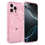 Custodia per telefono con supporto magnetico a rotazione a 360° e glitter., For iPhone 16 Pro, For iPhone 16, For iPhone 15 Pro Max