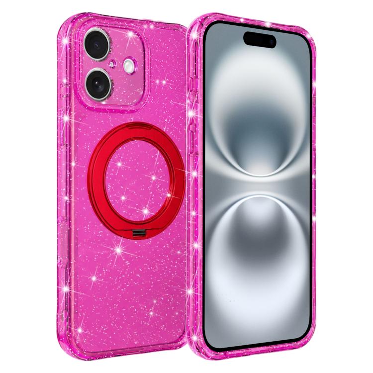 Custodia per telefono con supporto magnetico a rotazione a 360° e glitter., For iPhone 16 Pro, For iPhone 16, For iPhone 15 Pro Max