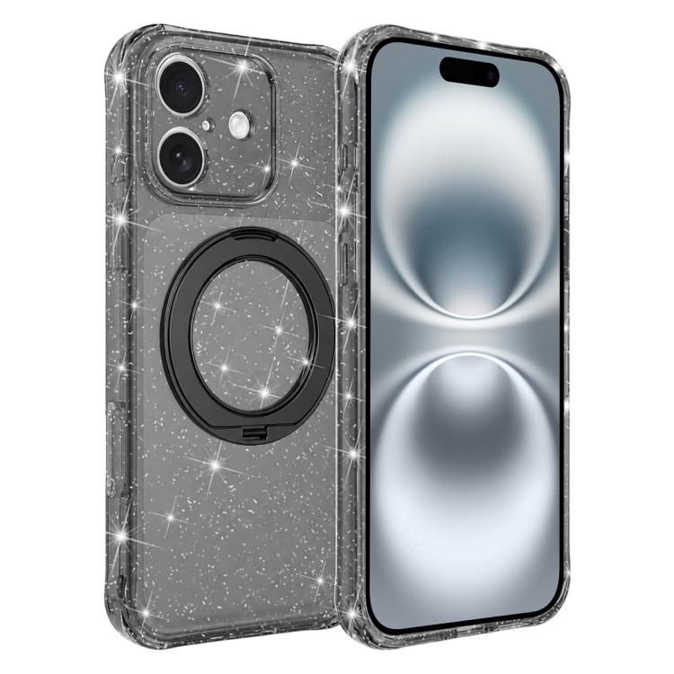 Custodia per telefono con supporto magnetico a rotazione a 360° e glitter., For iPhone 16 Pro, For iPhone 16, For iPhone 15 Pro Max