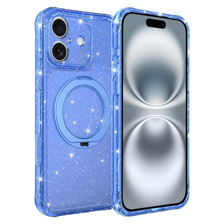 Custodia per telefono con supporto magnetico a rotazione a 360° e glitter., For iPhone 16 Pro, For iPhone 16, For iPhone 15 Pro Max