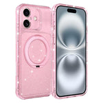 Custodia per telefono con supporto magnetico a rotazione a 360° e glitter., For iPhone 16 Pro, For iPhone 16, For iPhone 15 Pro Max