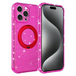 Custodia per telefono con supporto magnetico a rotazione a 360° e glitter., For iPhone 16 Pro, For iPhone 16, For iPhone 15 Pro Max