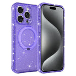 Custodia per telefono con supporto magnetico a rotazione a 360° e glitter., For iPhone 16 Pro, For iPhone 16, For iPhone 15 Pro Max