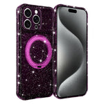 Custodia per telefono con supporto magnetico a rotazione a 360° e glitter., For iPhone 16 Pro, For iPhone 16, For iPhone 15 Pro Max