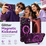 Custodia per telefono con supporto magnetico a rotazione a 360° e glitter., For iPhone 18 Pro, For iPhone 18 Pro Max, For iPhone 17 Pro Max