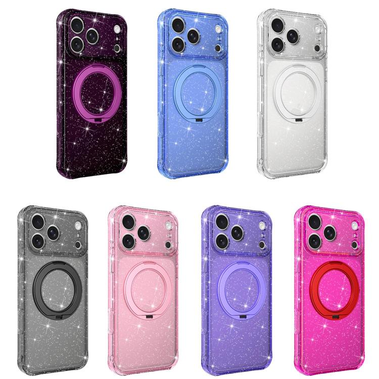 Custodia per telefono con supporto magnetico a rotazione a 360° e glitter., For iPhone 18 Pro, For iPhone 18 Pro Max, For iPhone 17 Pro Max