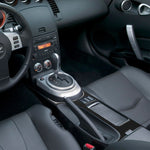 Adesivo decorativo con cornice per pannello di controllo del sistema centrale in fibra di carbonio per auto per Nissan 350z 2006-2009, Central System Control Large Panel Frame